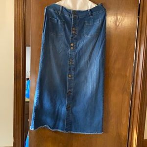 Long denim skirt